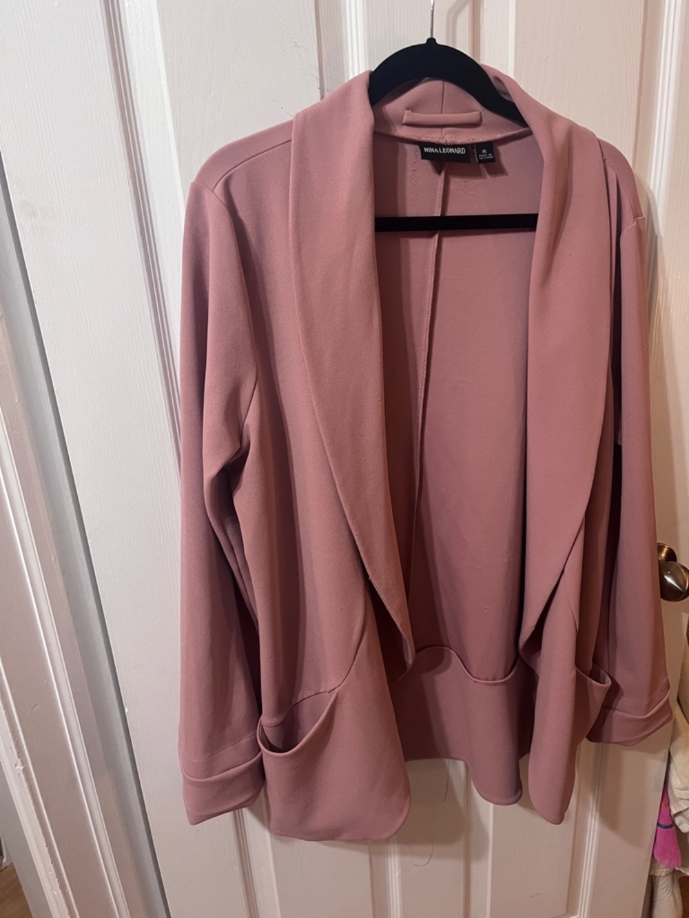 Nina Leonard Dusty Rose Open-Front Draped Blazer